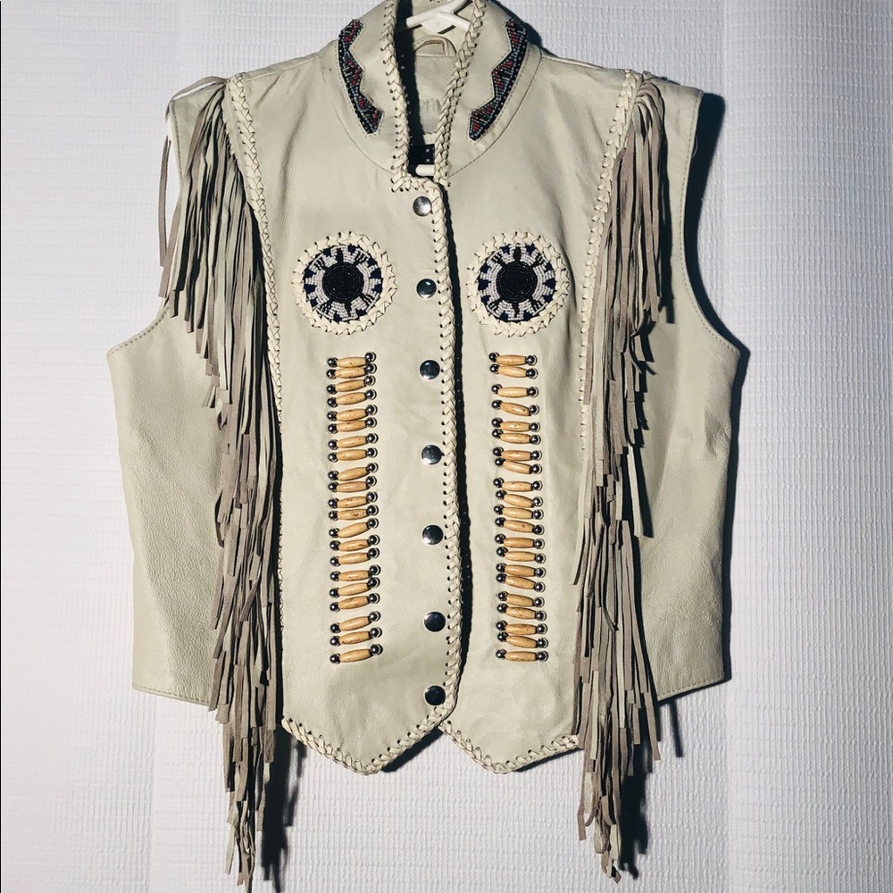 Women’s authentic leather Indian design vest.